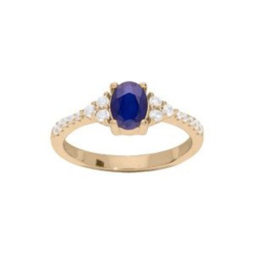 Bague Plaqué Or Oxydes Bleu Et Blancs Sertis