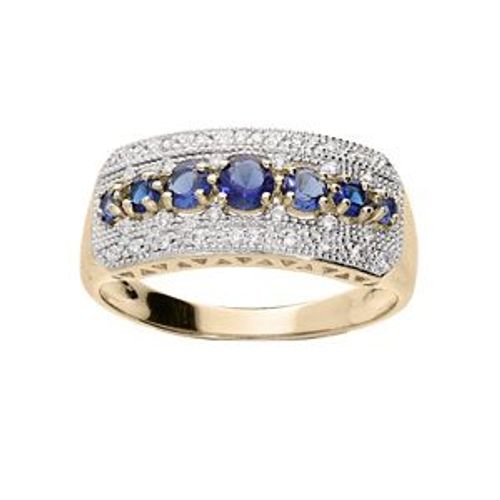 Bague Plaqué Or Grand Diamètre Large Oxydes Bleus Et Blancs Sertis