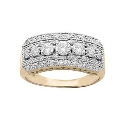 Bague Plaqué Or Large Oxydes Blancs Sertis