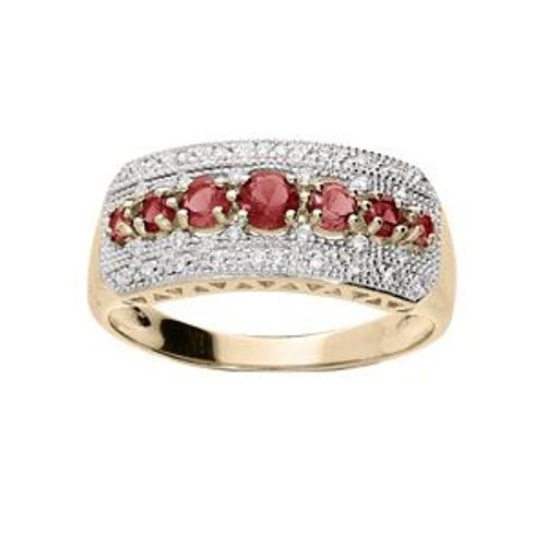 Bague Plaqué Or Grand Diamètre Large Oxydes Rouges Et Blancs Sertis