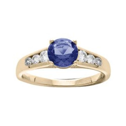 Bague Plaqué Or Grand Diamètre Oxyde Bleu Et Oxydes Blancs Sertis