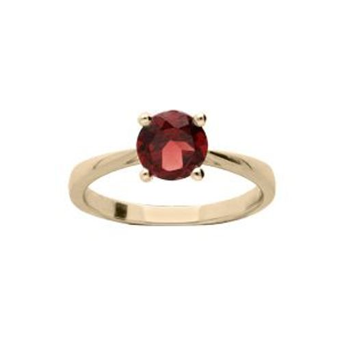 Bague Plaqué Or Pierre Véritable Grenat 6,5mm