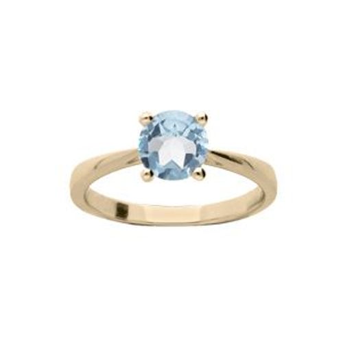 Bague Plaqué Or Pierre Véritable Topaze Bleu 6,5mm