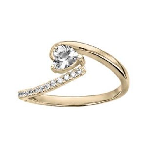 Bague Plaqué Or Coeur Oxydes Blancs Sertis