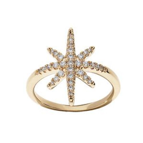 Bague Plaqué Or Étoile Oxydes Blancs Sertis