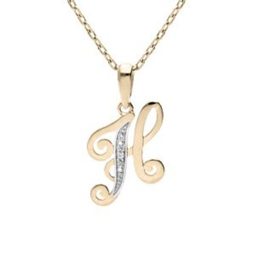 Collier Plaqué Or Pendentif Initiale H Oxydes Blancs Sertis 42+3cm