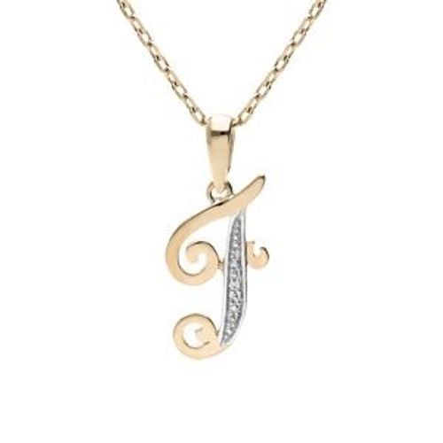 Collier Plaqué Or Pendentif Initiale F Oxydes Blancs Sertis 42+3cm