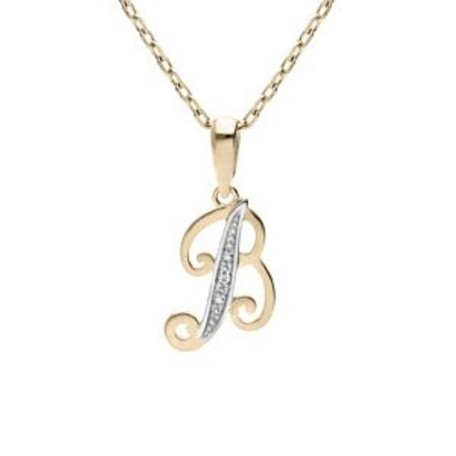 Collier Plaqué Or Pendentif Initiale B Oxydes Blancs Sertis 42+3cm