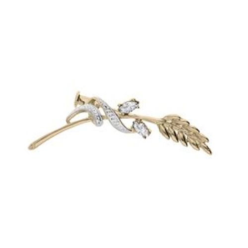 Broche Plaqué Or Epi De Ble Oxydes Blancs Sertis