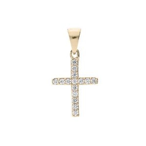 Pendentif Plaqué Or Croix Oxydes Blancs Sertis