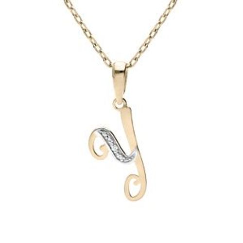Collier Plaqué Or Pendentif Initiale Y Oxydes Blancs Sertis 42+3cm