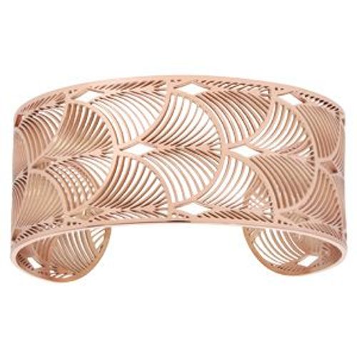 Bracelet Acier Pvd Rose Manchette "Plume De Paons