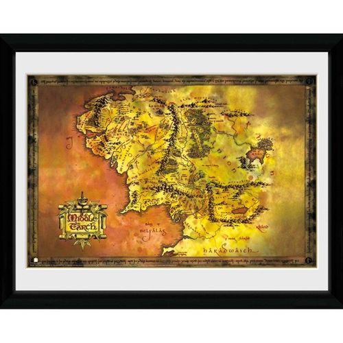 Gb Eye - Lord Of The Rings - Tirage Encadré La Terre Du Milieu (30x40)