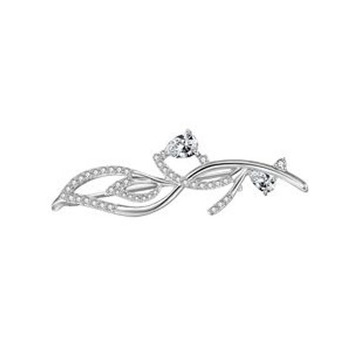 Broche Argent Rhodié Oxydes Blancs Sertis 43.9 X 12.6mm
