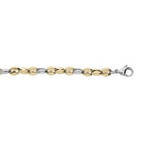 Bracelet Acier Et Pvd Jaune Grain De Café 16+3cm