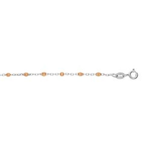 Bracelet Argent Rhodié Olives Résine Orange Transparent 15+3cm