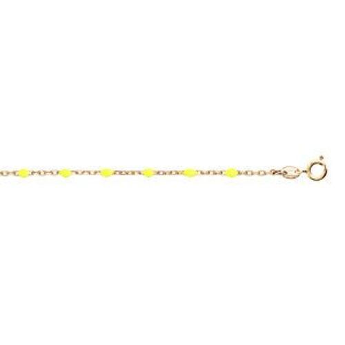 Bracelet Argent Et Dorure Jaune Olives Résine Jaune Fluo 15+3cm