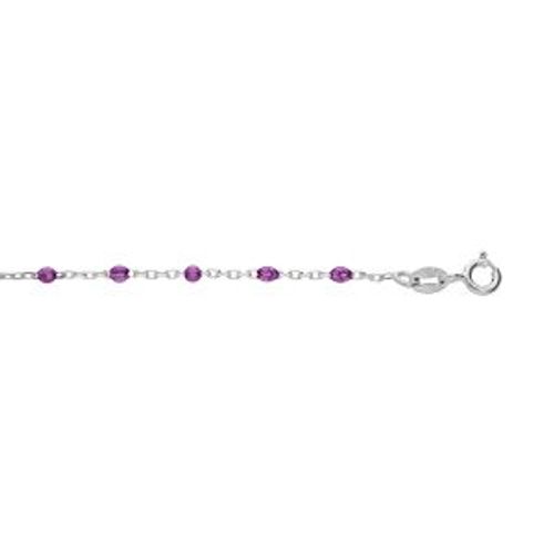 Bracelet Argent Rhodié Olives Résine Violet Transparent 15+3cm
