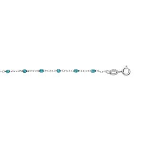 Bracelet Argent Rhodié Olives Résine Bleu Transparent 15+3cm