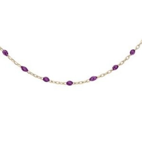 Sautoir Argent Et Dorure Jaune Olives Résine Violet Transparent 60+10cm