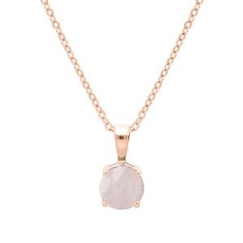 Collier Argent Dorure Rose Pendentif Pierre Véritable Quartz Rose 4mm 42+3cm