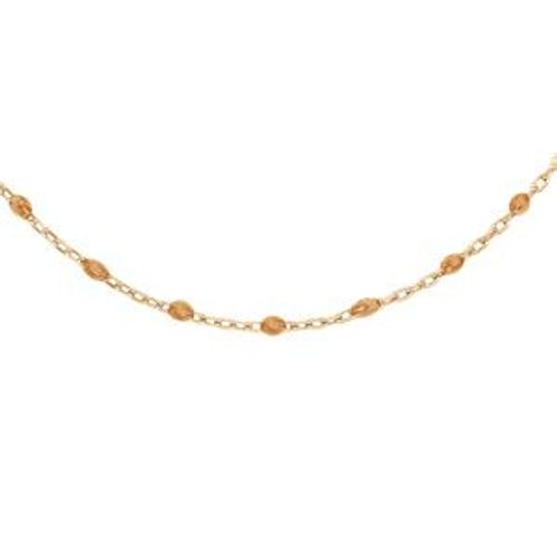 Collier Argent Et Dorure Jaune Olives Résine Orange Transparent 40+5cm