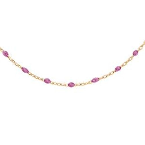 Collier Argent Et Dorure Jaune Olives Résine Framboise Transparent 40+5cm