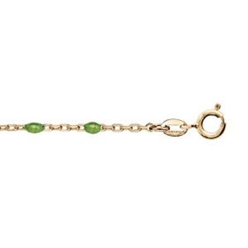 Chaîne Cheville Argent Et Dorure Jaune Olives Résine Vert 23+3cm