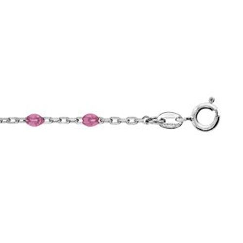 Chaîne Cheville Argent Rhodié Olives Résine Framboise Transparent 23+3cm