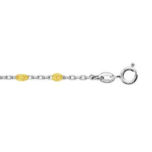 Chaîne Cheville Argent Rhodié Olives Résine Jaune Transparent 23+3cm