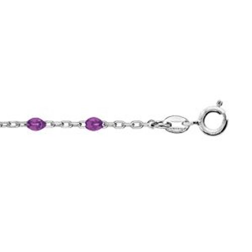 Chaîne Cheville Argent Rhodié Olives Résine Violet Transparent 23+3cm
