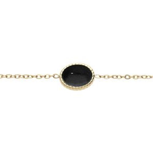 Bracelet Acier Et Pvd Jaune Cabochon Turquoise Imitation 16+3cm
