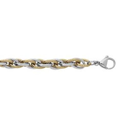 Bracelet Acier Et Pvd 2 Tons 19+2cm