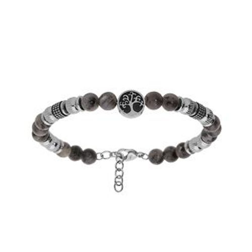 Bracelet Acier Boules Specrolite Véritable Avec Arbre De Vie 18+3cm