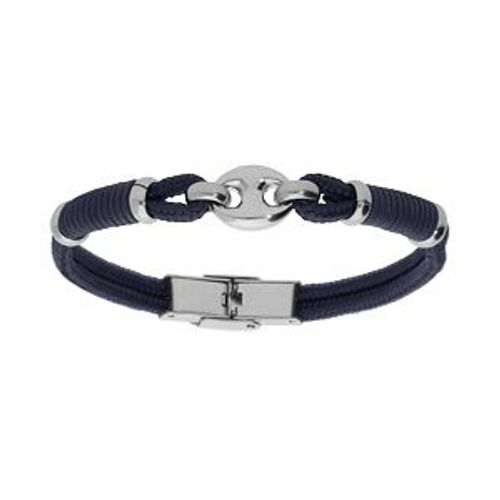 Bracelet Acier Et Cordon Bleu Grain De Café 20cm Réglable