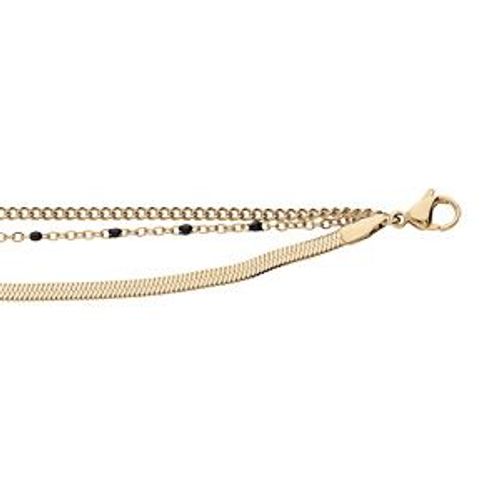 Bracelet Acier Et Pvd Jaune 3 Rangs 16.5+3cm