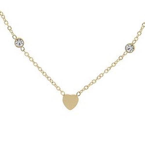 Collier Acier Et Pvd Multi Coeurs Lisses Et Oxydes Blancs Sertis 39+5cm