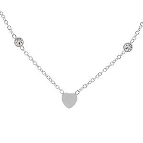 Collier Acier Multi Coeurs Lisses Et Oxydes Blancs Sertis 39+5cm