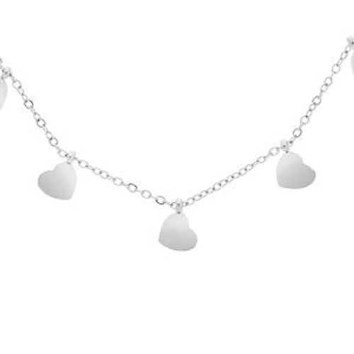 Collier Acier Pampilles Multi Coeurs Lisses 40+5cm