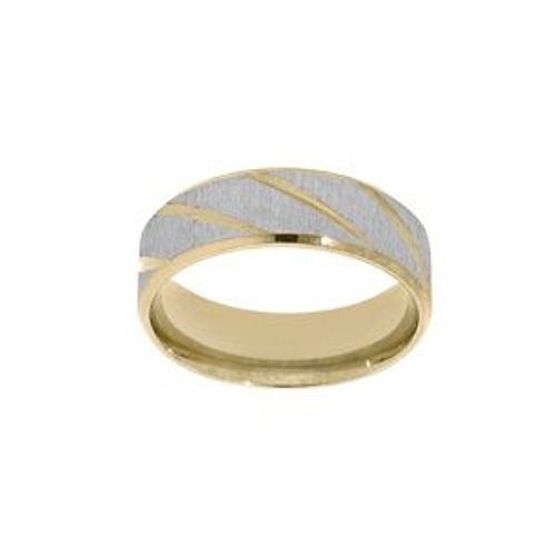 Bague Acier Et Pvd Jaune Striée
