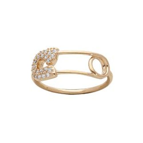 Bague Plaqué Or Epingle A Nourrice Oxydes Blancs Sertis