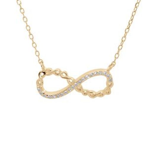 Collier Plaqué Or Motif Infini Avec Oxydes Blancs Sertis 44cm Réglable 42 Et 40cm