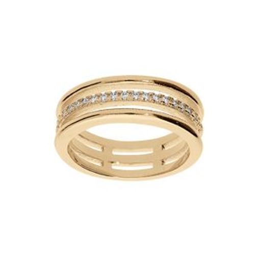 Bague Plaqué Or 3 Rangs Avec Oxydes Blancs Sertis