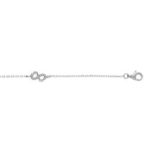Bracelet Argent Rhodié 3 Infinis Avec Oxydes Blancs Sertis 15+3cm