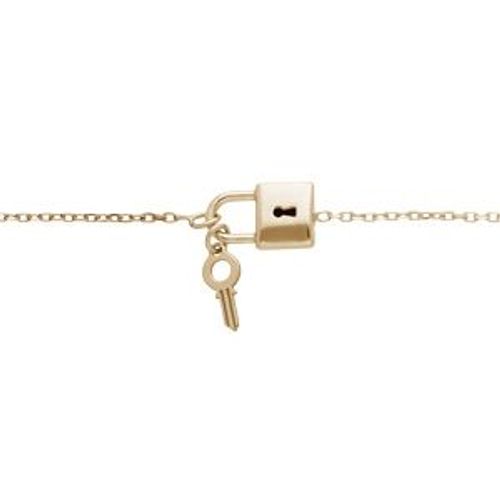 Bracelet Argent Et Dorure Jaune Cadenas Et Clef 16+3cm