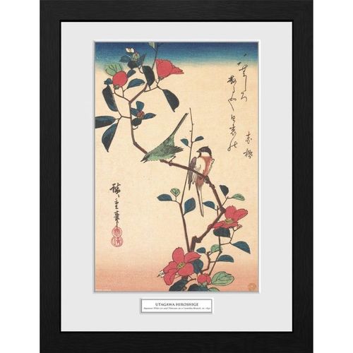 Gb Eye Hiroshige Impression Encadrée Oeil Blanc Et Titmouse Japonais 30 X 40 Cm