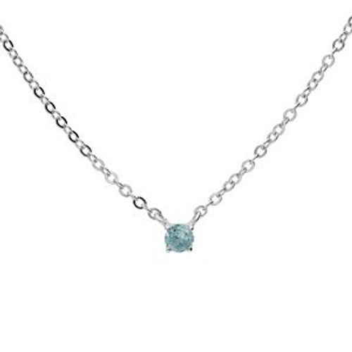 Collier Argent Rhodié Pendentif Pierre Véritable Topaze Bleu 3mm 38+5cm