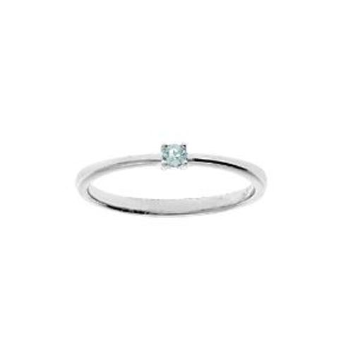 Bague Argent Rhodié Pierre Véritable Topaze Bleu 2,5mm
