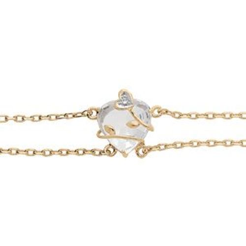 Bracelet Plaqué Or Coeur Oxyde Blanc Avec Volute 15+3cm