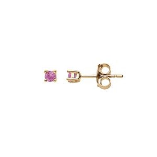 Boucles D'oreilles Tige Plaqué Or Pierre Véritable Tourmaline Rose 2.5mm